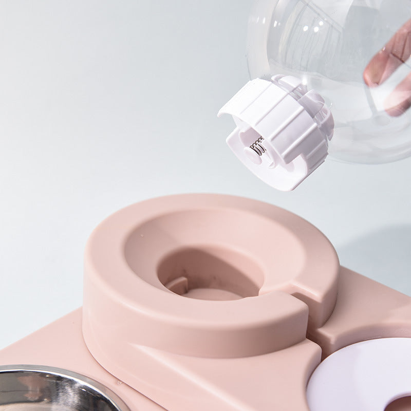 2 az 1-ben Kisállat Etető - Dupla Tál Automatikus Vízadagolóval és Labdás Víztartállyal